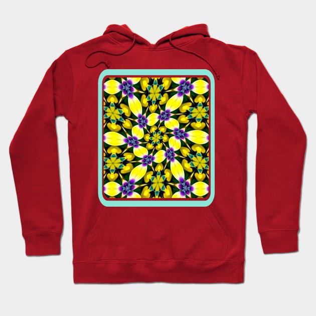Yellow and Purple Daisy Pattern Hoodie by PatternFlower